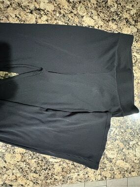 Black Ribbed Wide Leggings ribbed Pantsuits medium